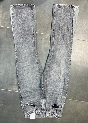 Gri Bol Kesim Midi Kadın Kot Pantolon
