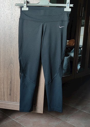 Kadın Siyah Spor Tayt, Yırtmaçlı, Midi Boy