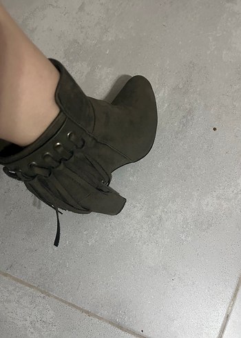 Haki Süet Tokalı Stiletto Bot - Görsel 2