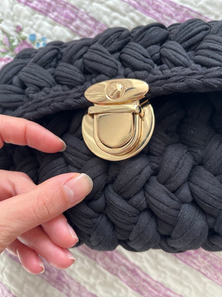 Siyah Örgü Kadın Çanta - Görsel 5