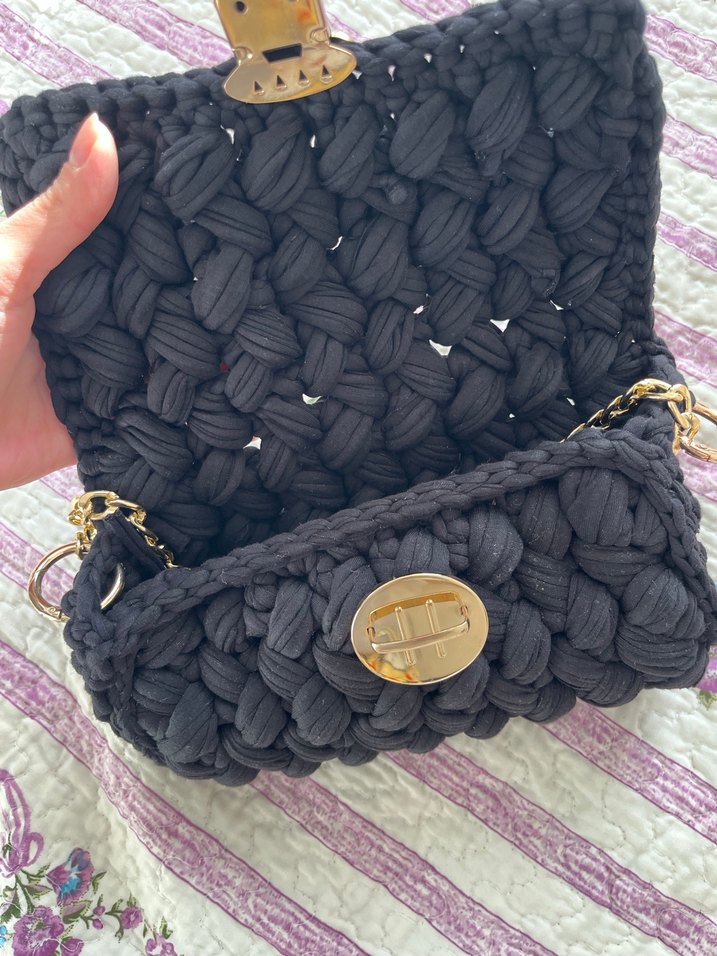 Siyah Örgü Kadın Çanta - Görsel 4