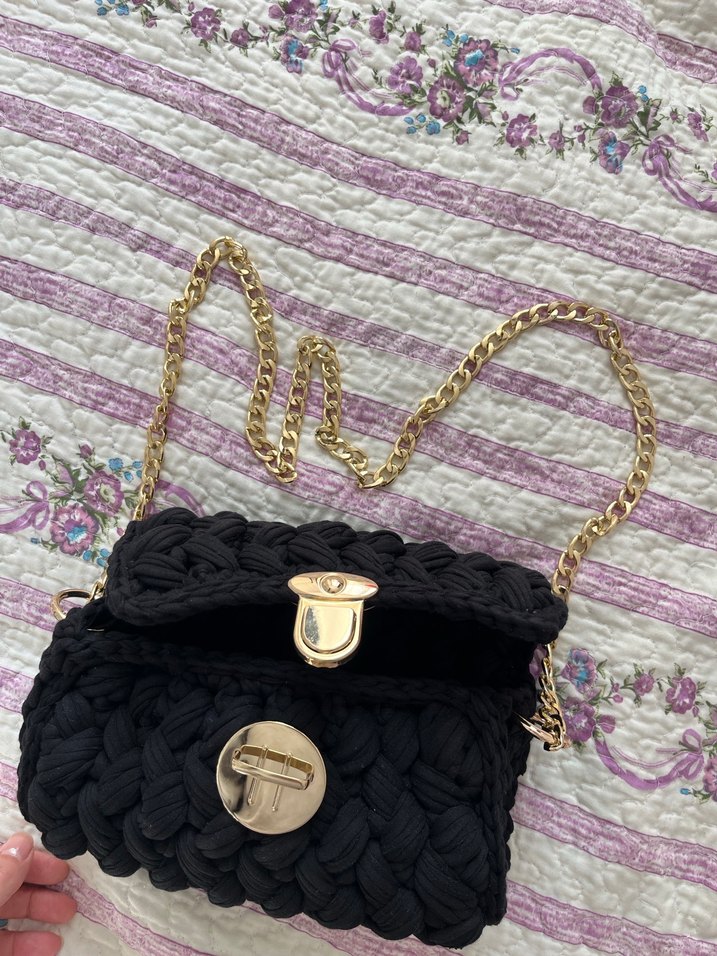 Siyah Örgü Kadın Çanta - Görsel 2