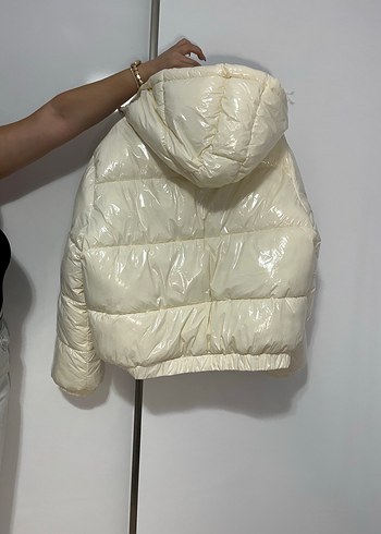 44 Beden beyaz Renk Beyaz Midi Şişme Kadın Mont
