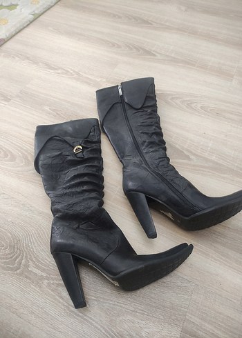 38 Beden siyah Renk Kadın Siyah Rugan Stiletto Topuklu Bot