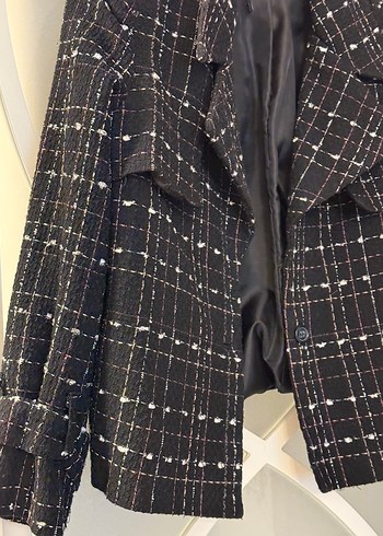 Zara Düğmeli Siyah Ekose Blazer