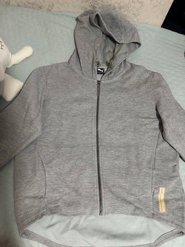 Puma Gri Fermuarlı Kapüşonlu Kadın Sweat - Görsel 4