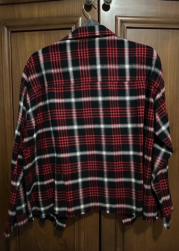 Zara Kırmızı Kareli Uzun Kollu Kadın Gömlek - Görsel 4