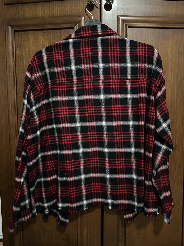 Zara Kırmızı Kareli Uzun Kollu Kadın Gömlek - Görsel 4