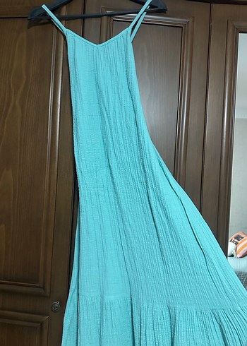 Bohem V Yaka Uzun Askılı Elbise - Görsel 6