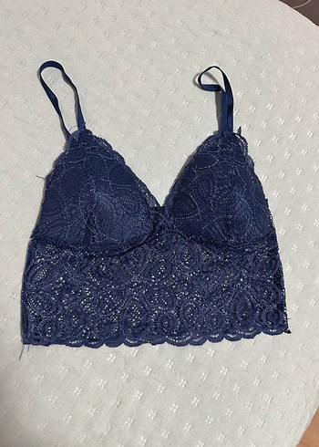 Lacivert Dantelli Bohem Bralet - Görsel 4