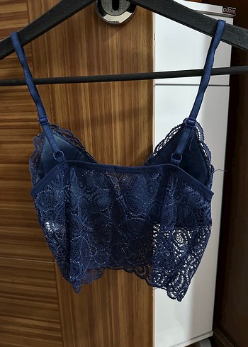 Lacivert Dantelli Bohem Bralet - Görsel 2