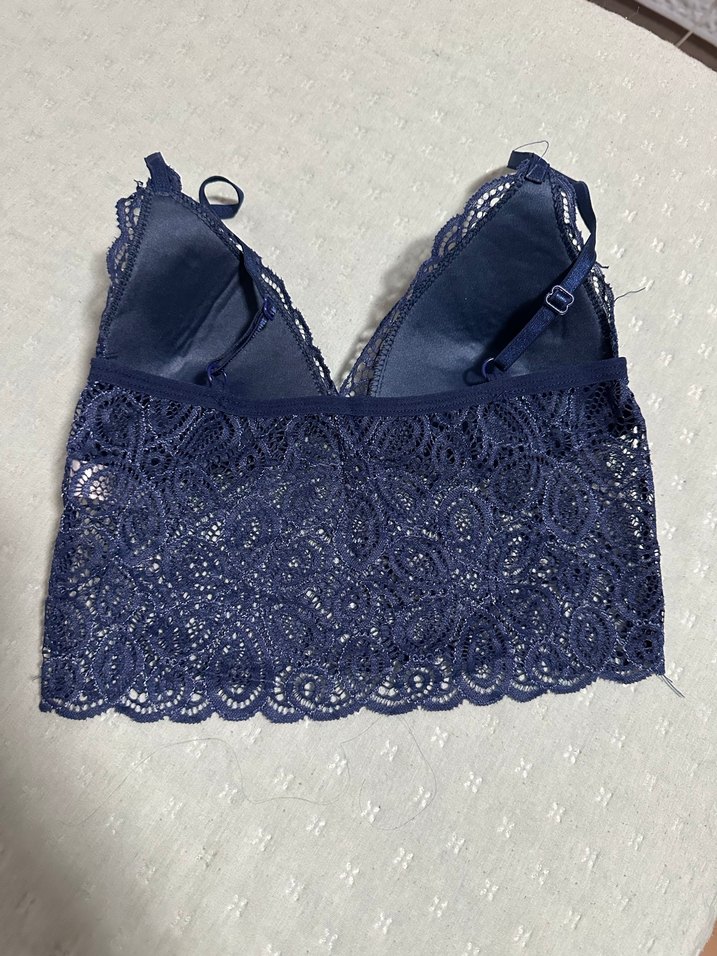 Lacivert Dantelli Bohem Bralet - Görsel 5