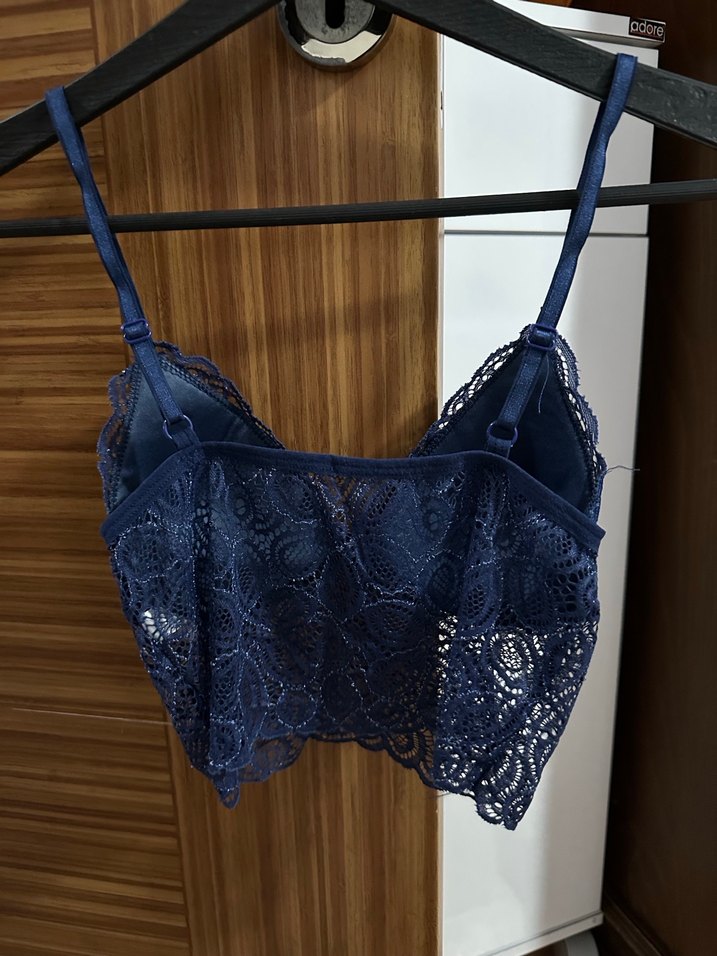 Lacivert Dantelli Bohem Bralet - Görsel 2