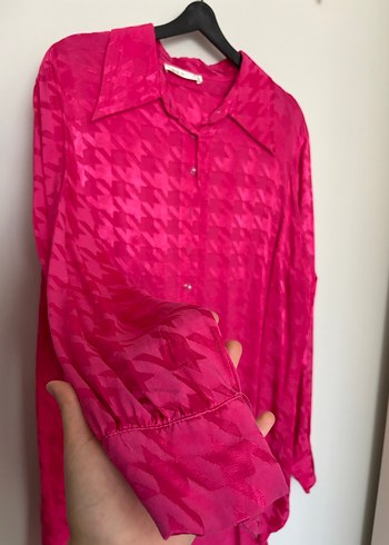 Senna Parlak Pembe Uzun Kollu Kadın Gömlek