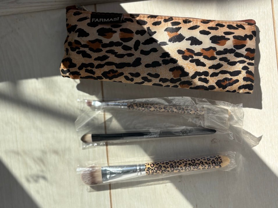 Leopar Desenli Kahverengi Makyaj Fırça Seti - Görsel 3