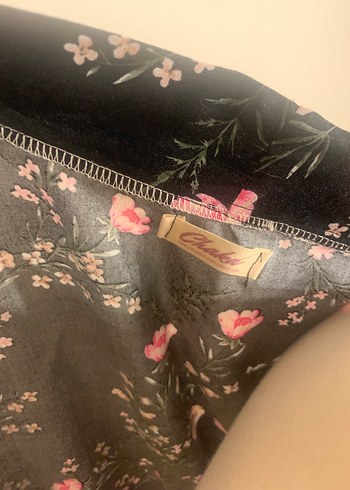 Çiçek Desenli Siyah Uzun Kadın Sabahlık - Görsel 10