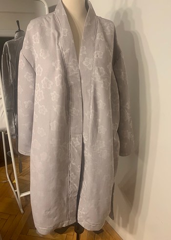 Gri Pamuk Jakar Midi Bornoz/Sabahlık - Görsel 8