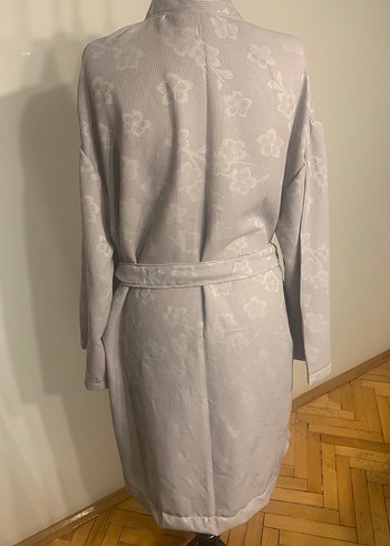 Gri Pamuk Jakar Midi Bornoz/Sabahlık - Görsel 5