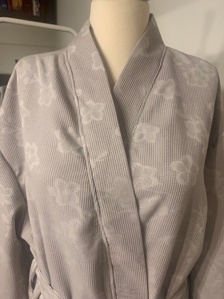 Gri Pamuk Jakar Midi Bornoz/Sabahlık - Görsel 2