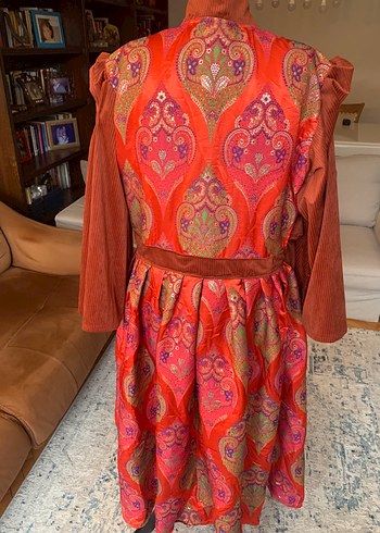 Kırmızı Jakar Kaftan Elbise - Görsel 10