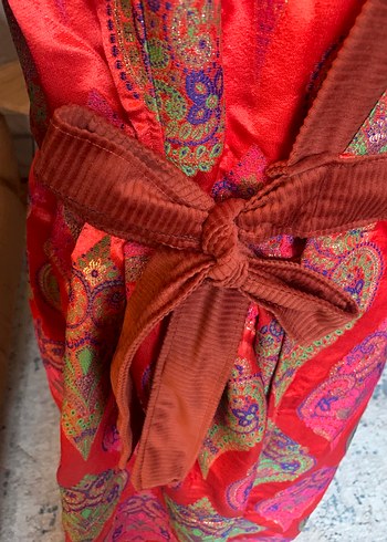 Kırmızı Jakar Kaftan Elbise - Görsel 13