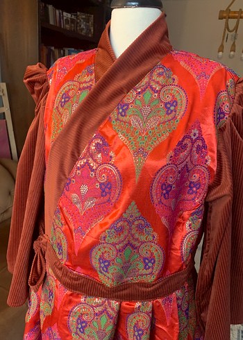 Kırmızı Jakar Kaftan Elbise - Görsel 6