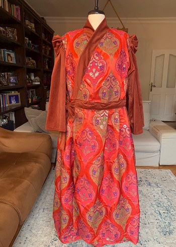 Kırmızı Jakar Kaftan Elbise - Görsel 4