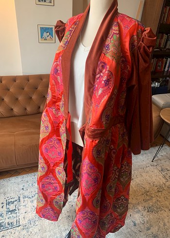 Kırmızı Jakar Kaftan Elbise - Görsel 17