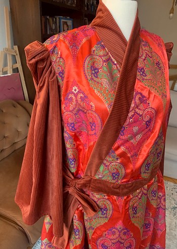 Kırmızı Jakar Kaftan Elbise - Görsel 12