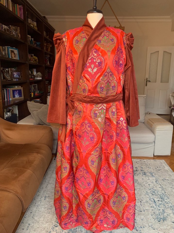 Kırmızı Jakar Kaftan Elbise - Görsel 4