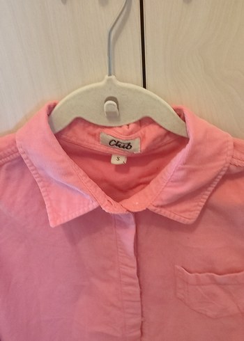 s Beden Beymen club Düğmeli Pembe kadife Gömlek