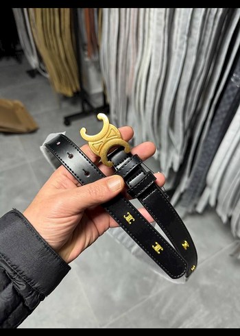 Çeline Siyah Deri Tokalı Kadın Kemer