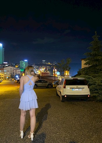 Mavi Drapeli Mini Straplez Elbise - Görsel 2