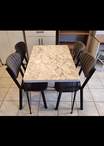 Gri Desenli Çağdaş Yemek Masası - Görsel 2