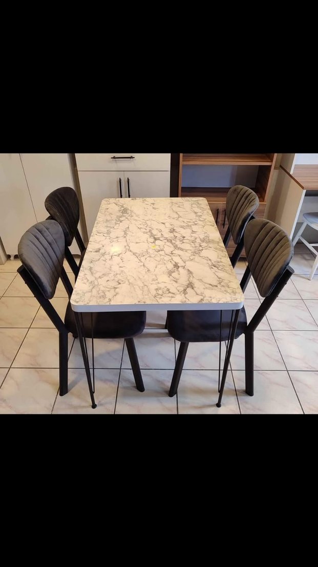 Gri Desenli Çağdaş Yemek Masası - Görsel 2