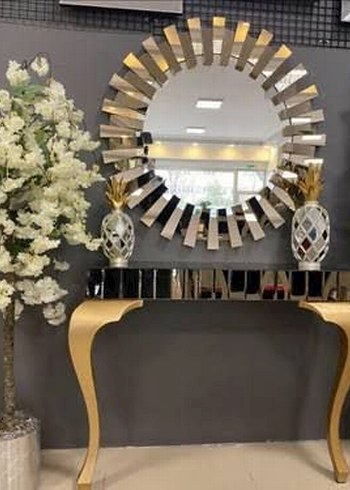 Altın Renk Parlak Dekoratif Ayna - Görsel 12