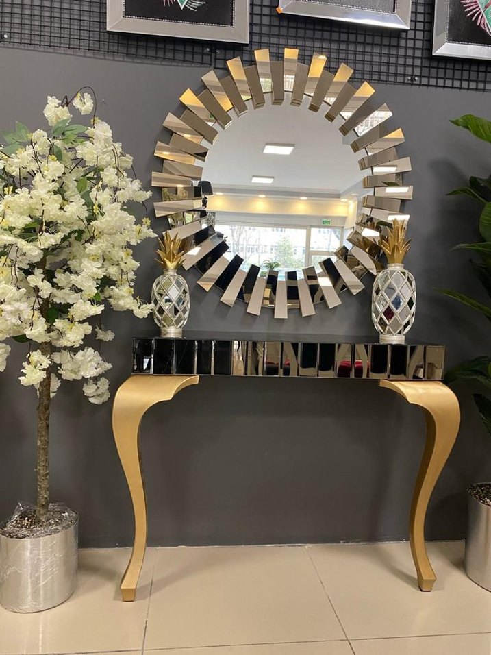 Altın Renk Parlak Dekoratif Ayna - Görsel 4