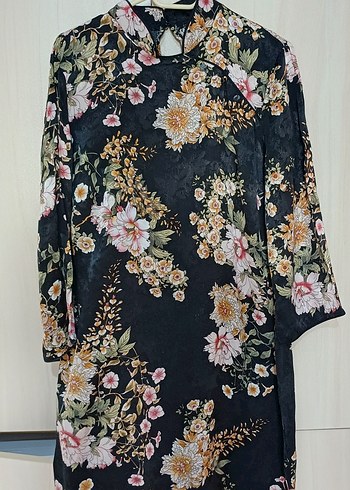 42 Beden Çiçek Desenli Kimono Elbise