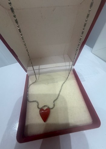 Kırmızı Kalp Detaylı Kadın El Zinciri ve Kolye - Görsel 2