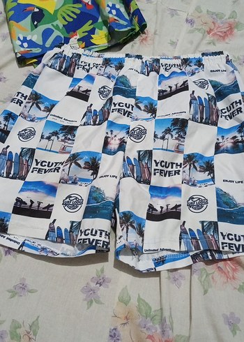 Erkek Çocuk Renkli Desenli Şort Seti 13 14 yaş denız şortları - Görsel 2