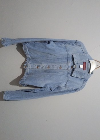 Düğmeli Mavi Kadın Denim Ceket - Görsel 5