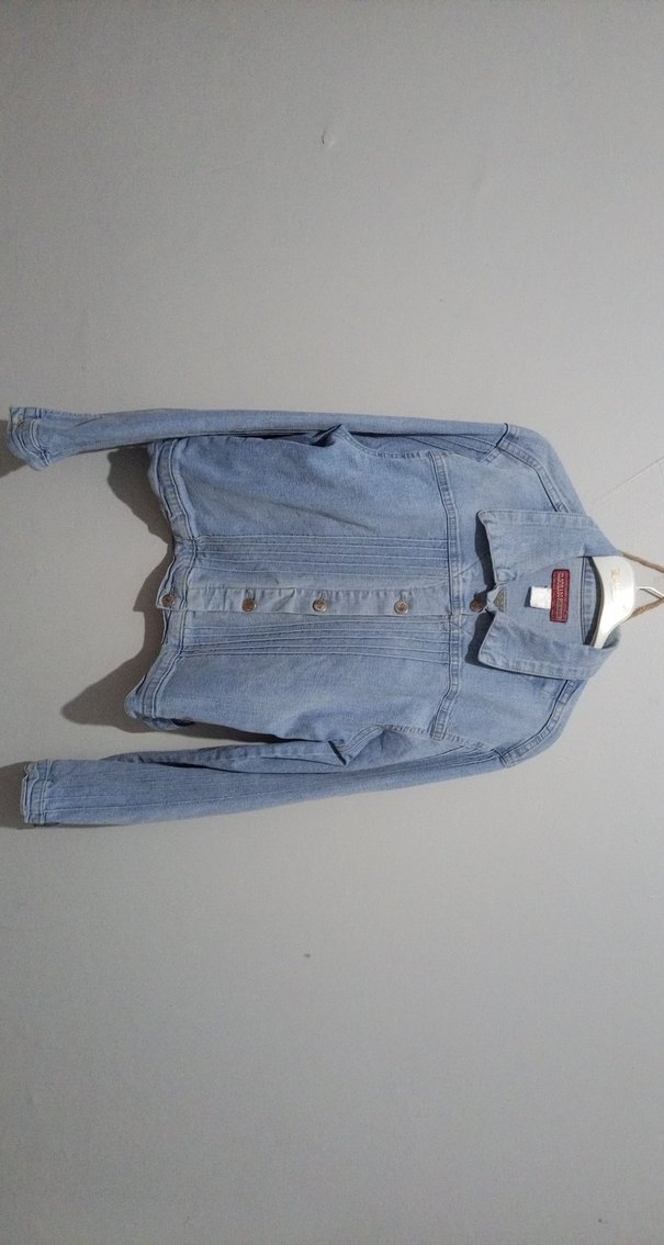 Düğmeli Mavi Kadın Denim Ceket - Görsel 5