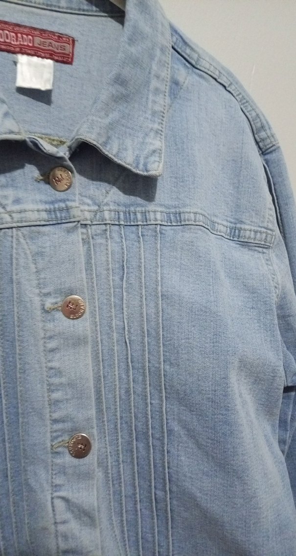 Düğmeli Mavi Kadın Denim Ceket - Görsel 4