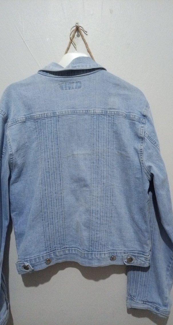 Düğmeli Mavi Kadın Denim Ceket - Görsel 3