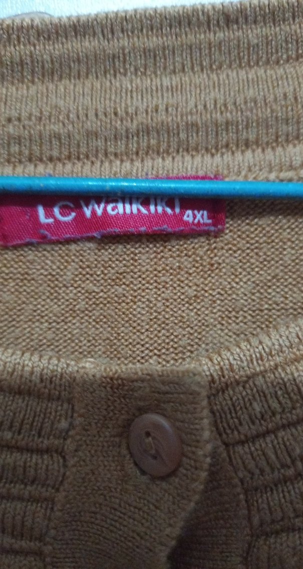 hardal Uzun Kollu Düğmeli Kadın Hırka - Görsel 3