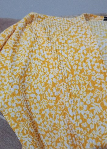 Sarı Uzun Kayık Yaka Bohem Elbise - Görsel 4