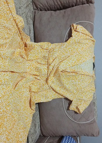 Sarı Uzun Kayık Yaka Bohem Elbise - Görsel 3