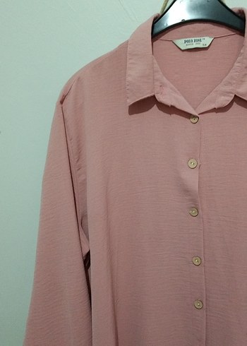 Pembe Uzun Kollu Düğmeli aırobınGömlek 54 beden - Görsel 3