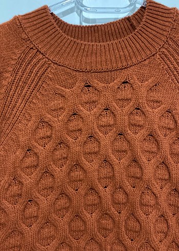 Kahverengi Örgü Kadın Kazak - Görsel 3
