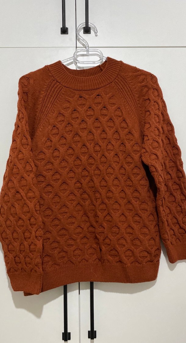 Kahverengi Örgü Kadın Kazak - Görsel 2